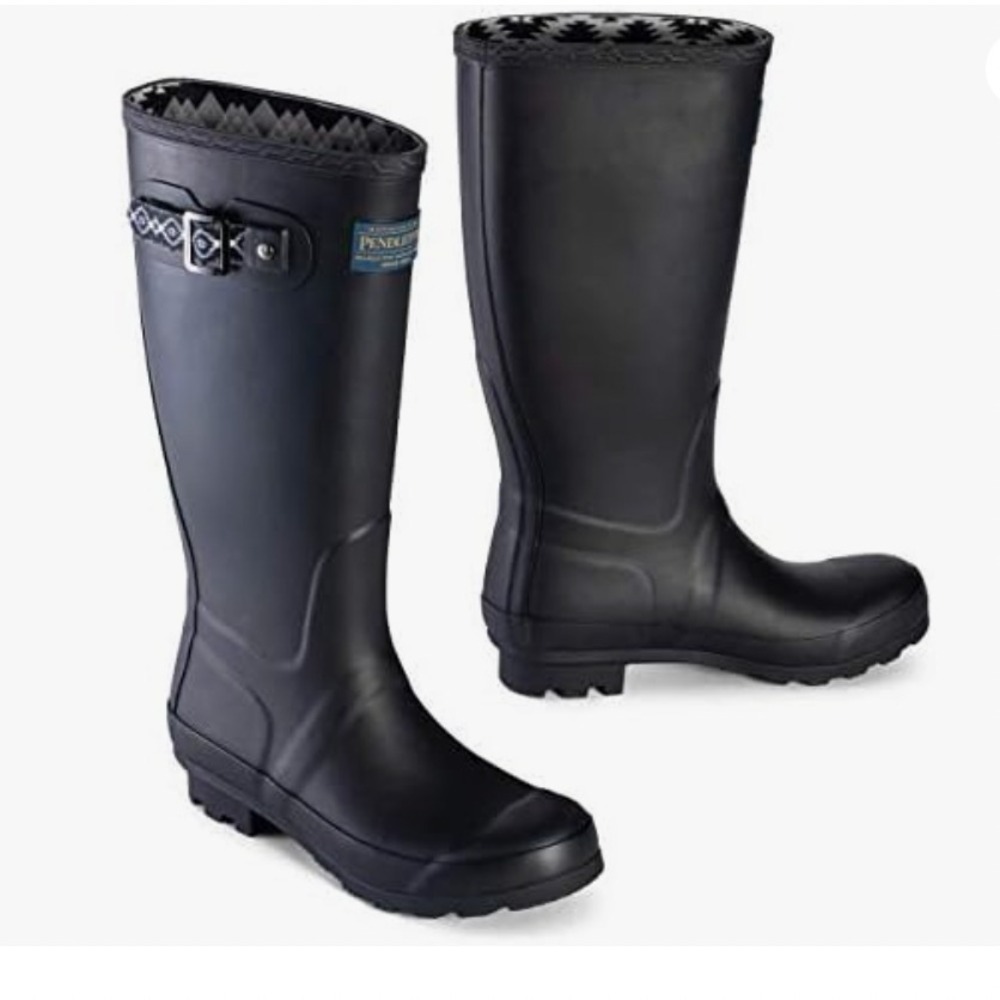 Pendleton Classic Tall Slip-Resistant Rain Boots Matte Black Gray Womens 7 EU 38 - Picture 1 of 13